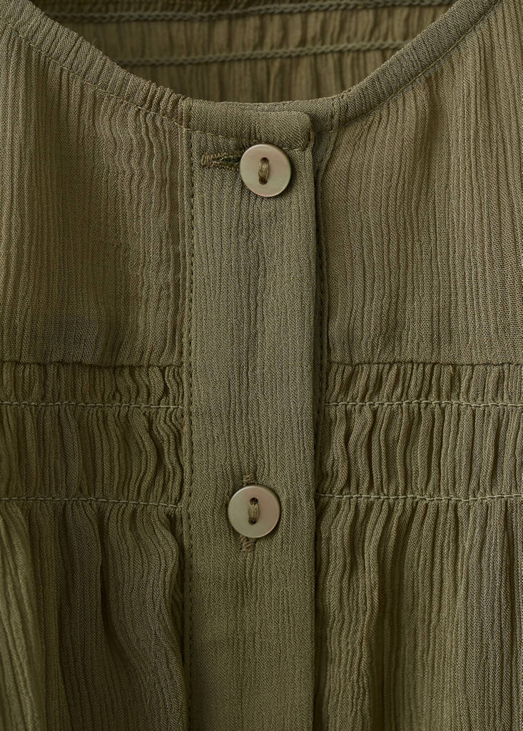 Ruffle blouse with lace details — Green