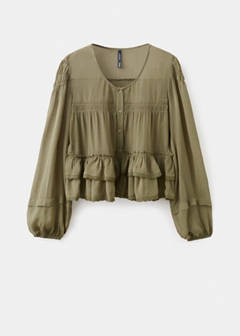 Ruffle blouse with lace details — Green 7