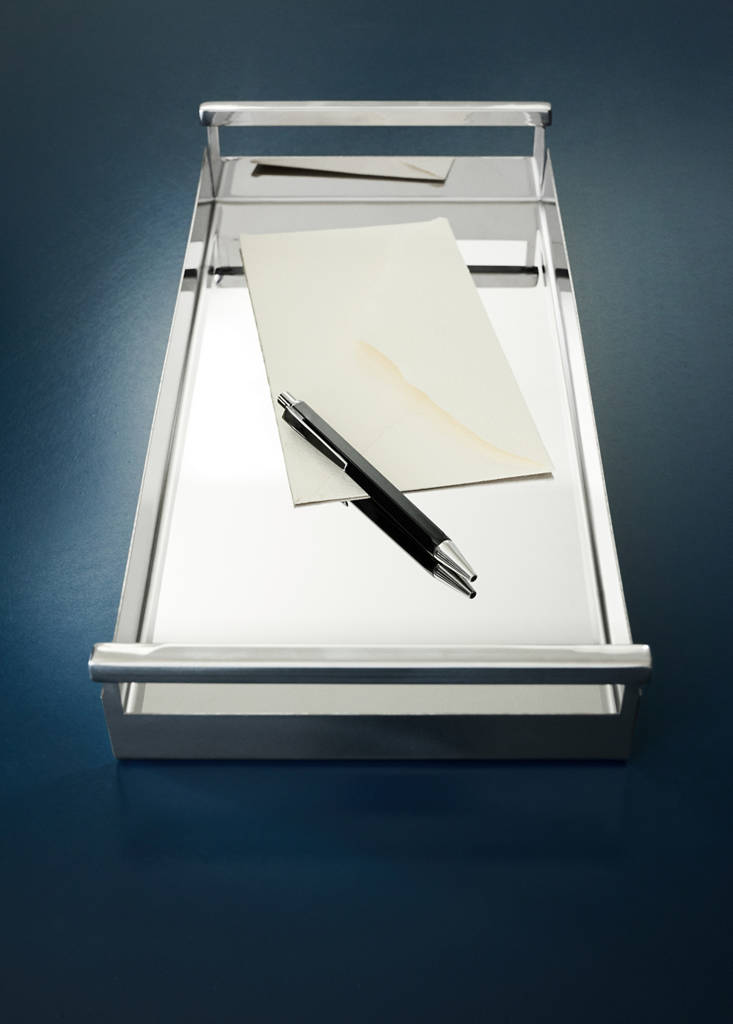 Large rectangular stainless steel tray — Silver