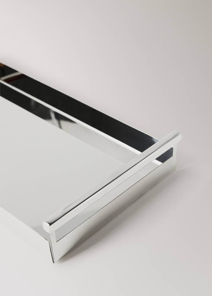 Large rectangular stainless steel tray — Silver