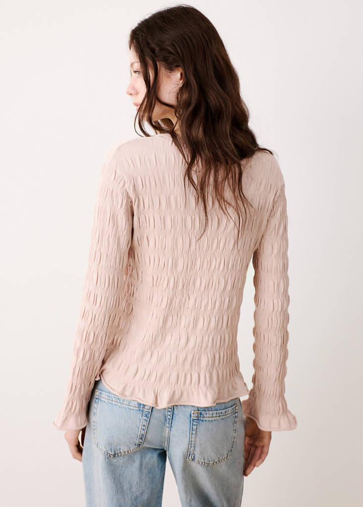 Ruched fine-knit sweater — Pastel Pink