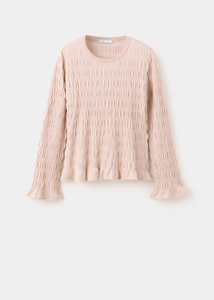Ruched fine-knit sweater — Pastel Pink