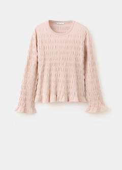 Ruched fine-knit sweater — Pastel Pink 6