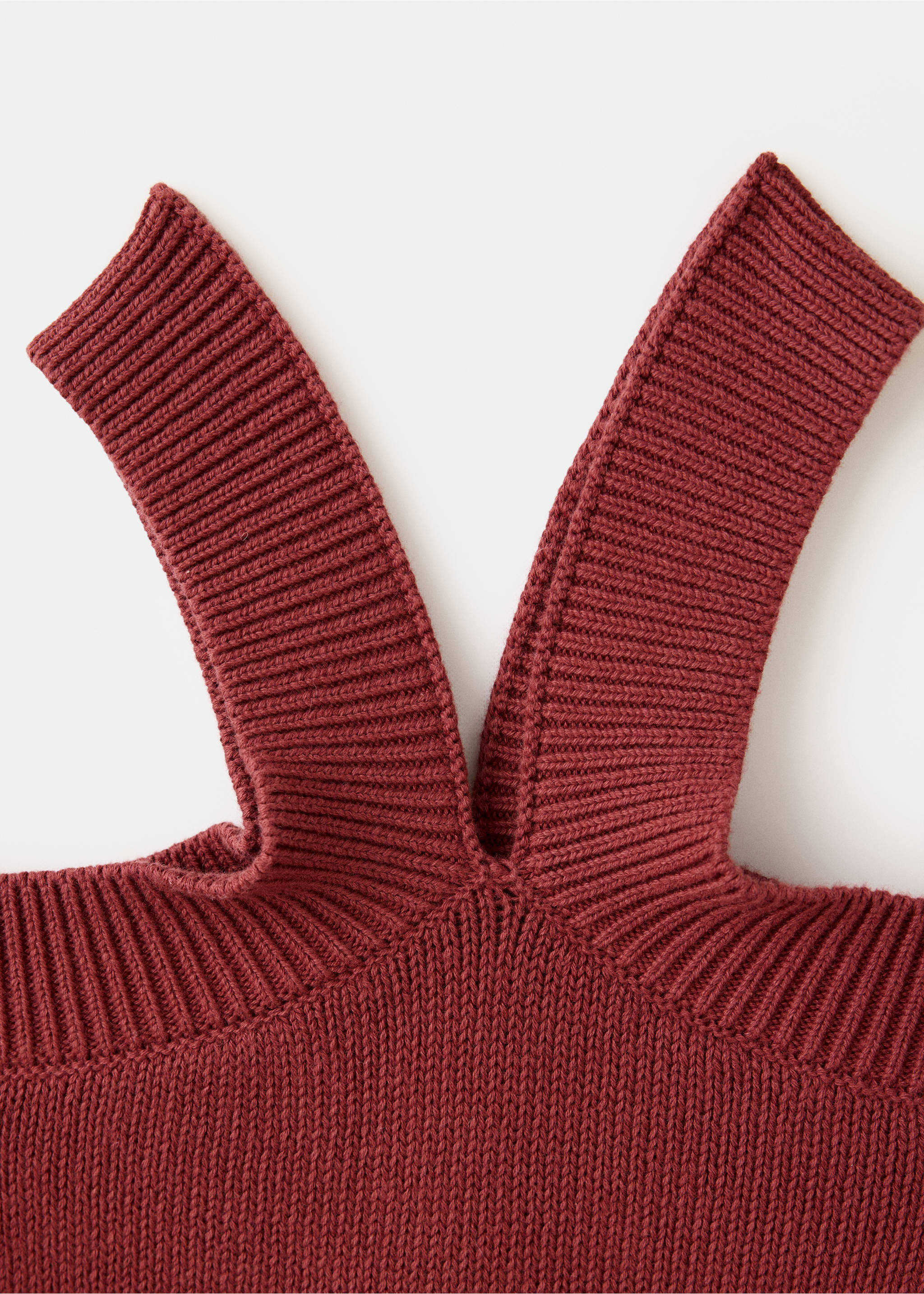 Gestrickter Pullover mit überkreuztem Ausschnitt - Detail des Artikels 8, Bräunliches Orange. Ref: 37024099-00.