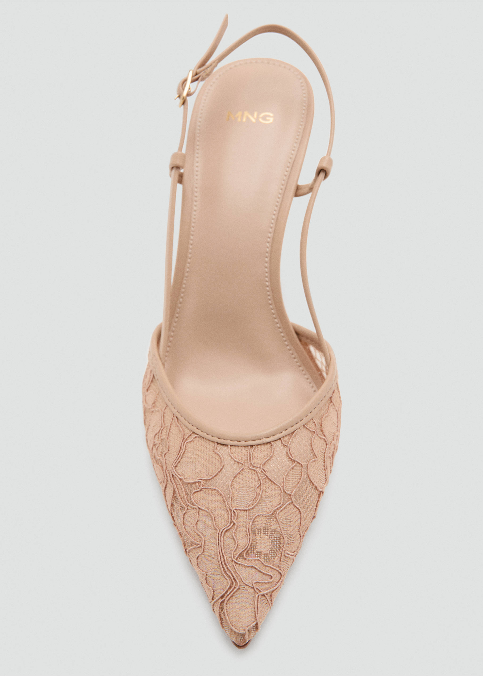 Embroidered pointed-toe shoe - Details of the article 3, Nude. Ref: 37024100-00.
