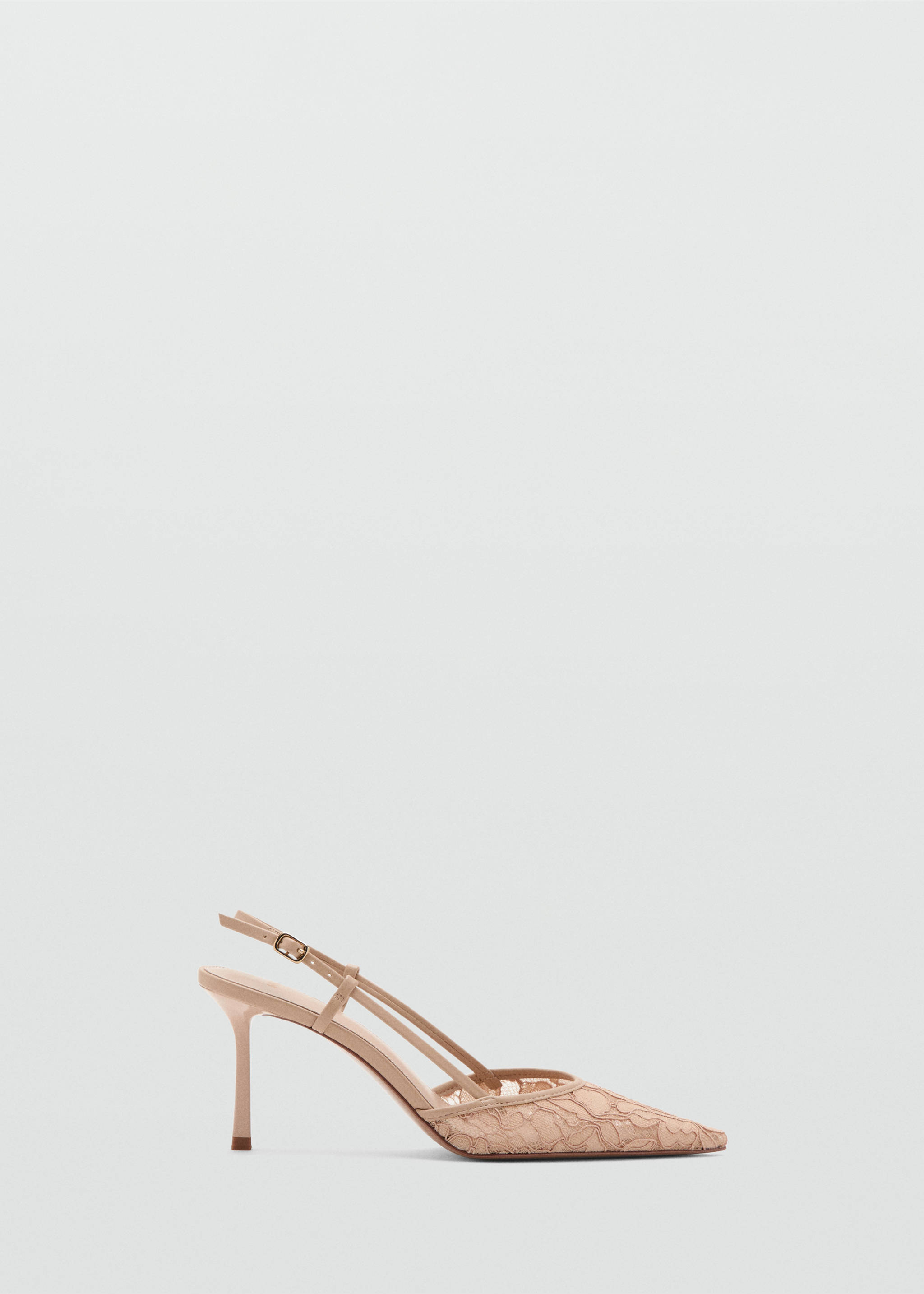 Embroidered pointed-toe shoe - Article without model, Nude. Ref: 37024100-00.