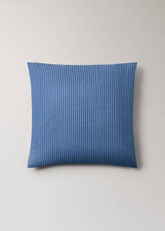 Two cotton percale two-tone striped pillowcases 60x60 cm — Indigo Blue 5