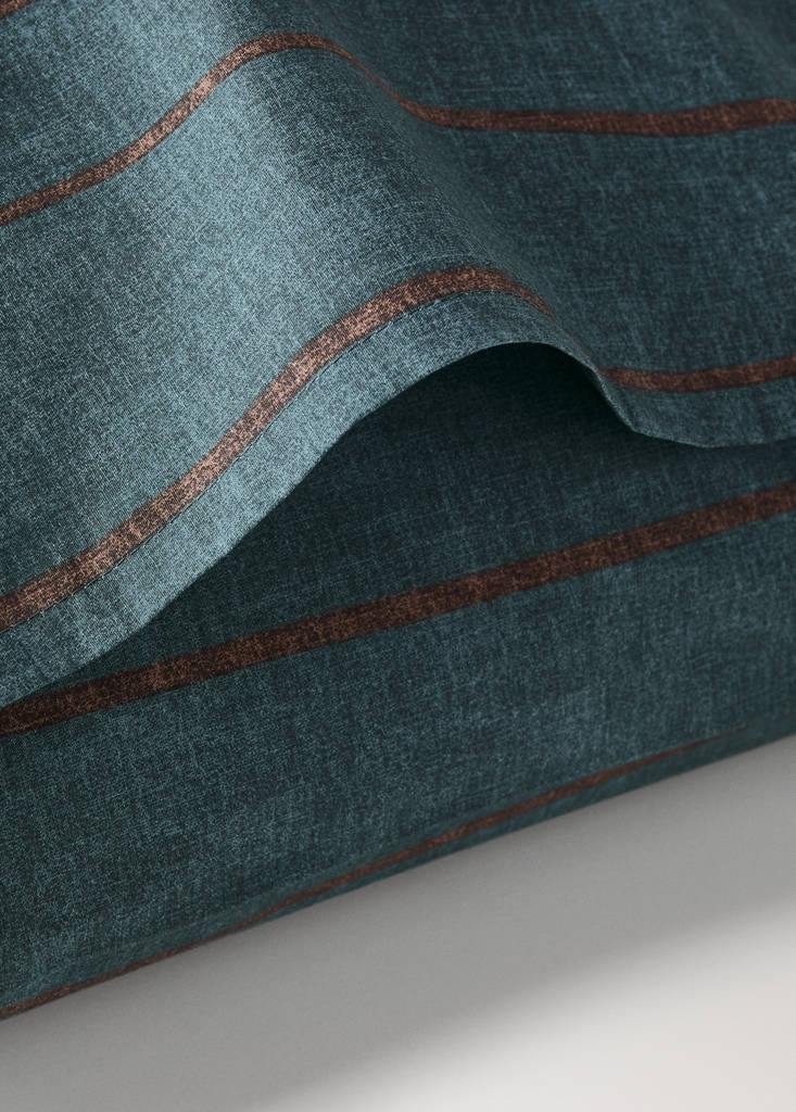 Pack of 2 100% cotton striped pillowcases, 50 x 75 cm — Petrol Blue