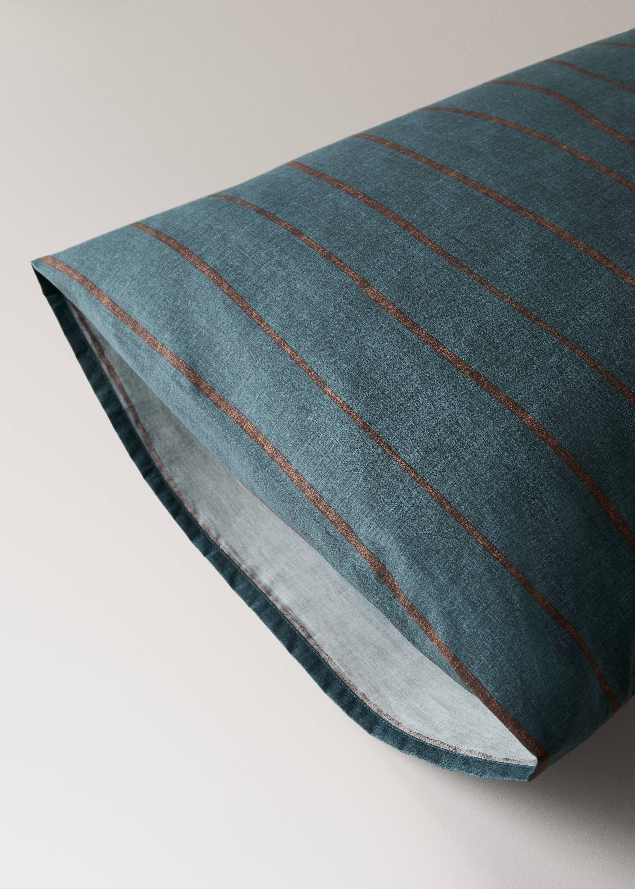 Pack de 2 fundas almohadas 100% algodón rayas 50x75 cm - Detalle del artículo 2, Azul petróleo. Ref: 37024103-00.