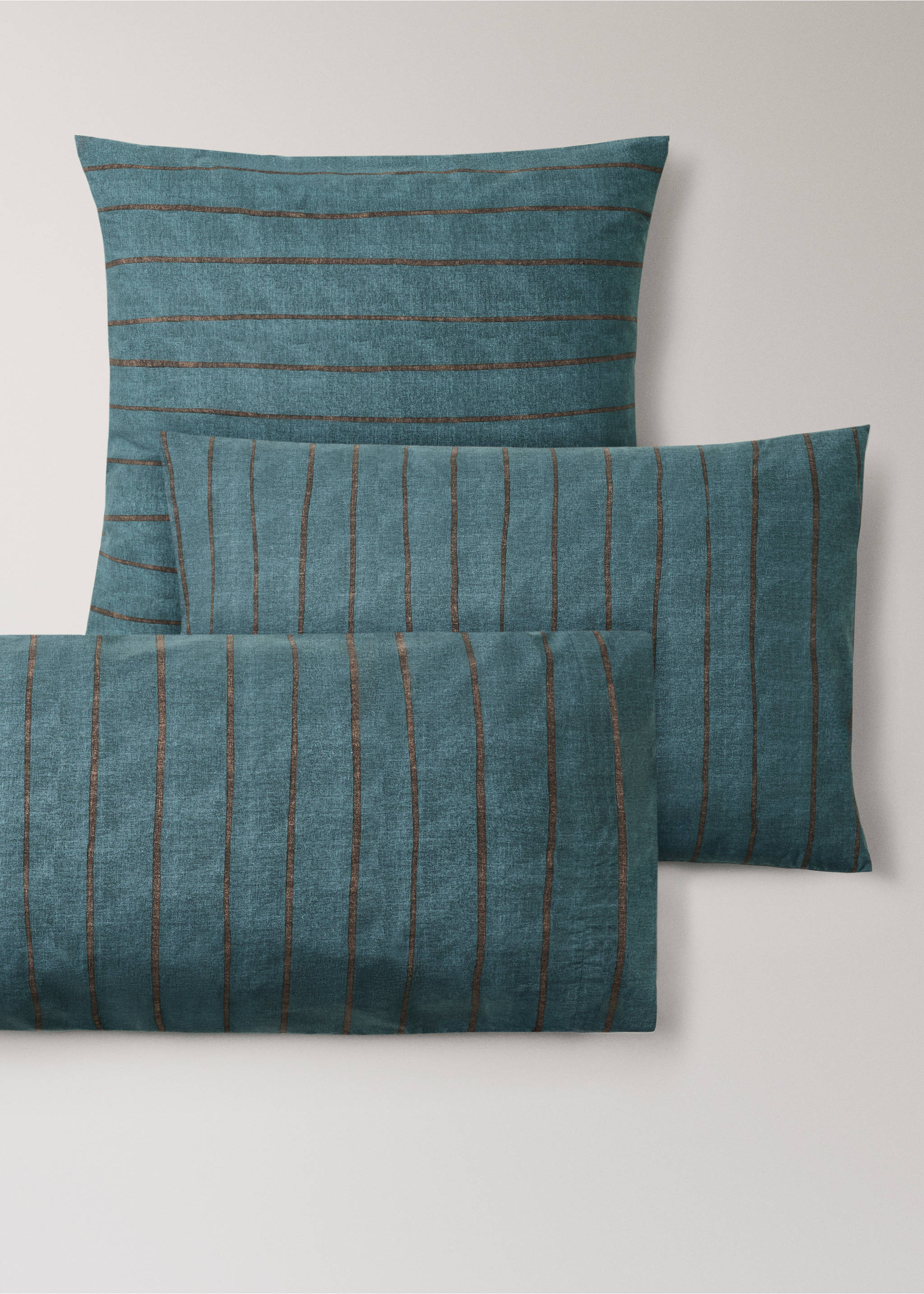 Pack de 2 fundas almohadas 100% algodón rayas 50x75 cm - Detalle del artículo 4, Azul petróleo. Ref: 37024103-00.