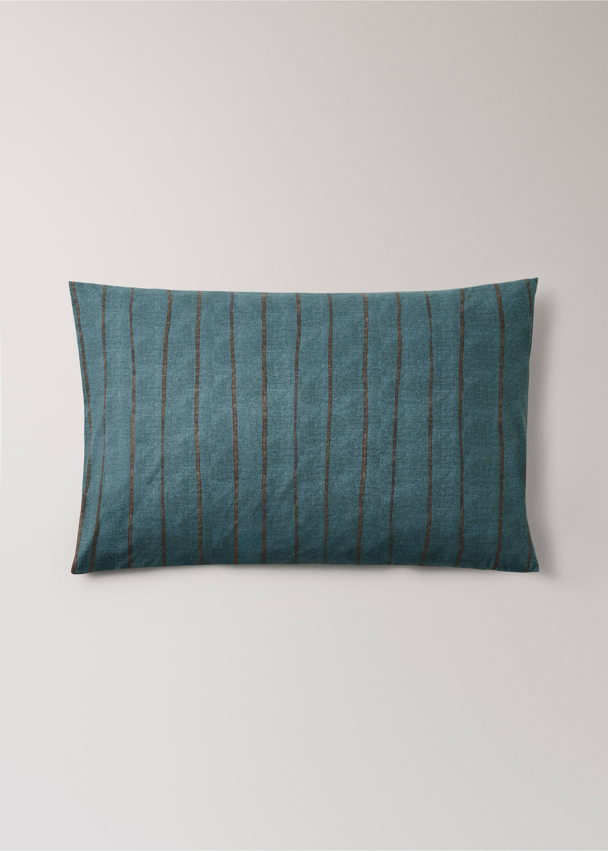 Pack de 2 fundas almohadas 100% algodón rayas 50x75 cm - Artículo sin modelo, Azul petróleo. Ref: 37024103-00.