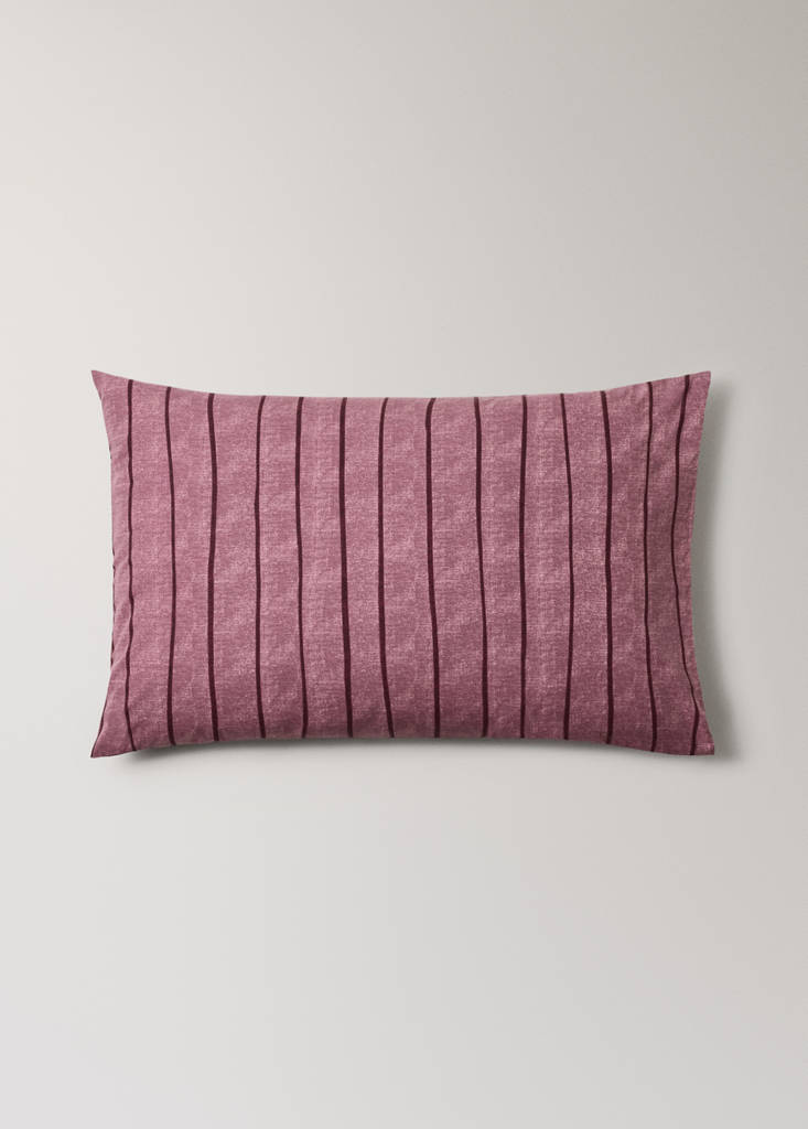 Pack of 2 100% cotton striped pillowcases, 50 x 75 cm — Pale Pink