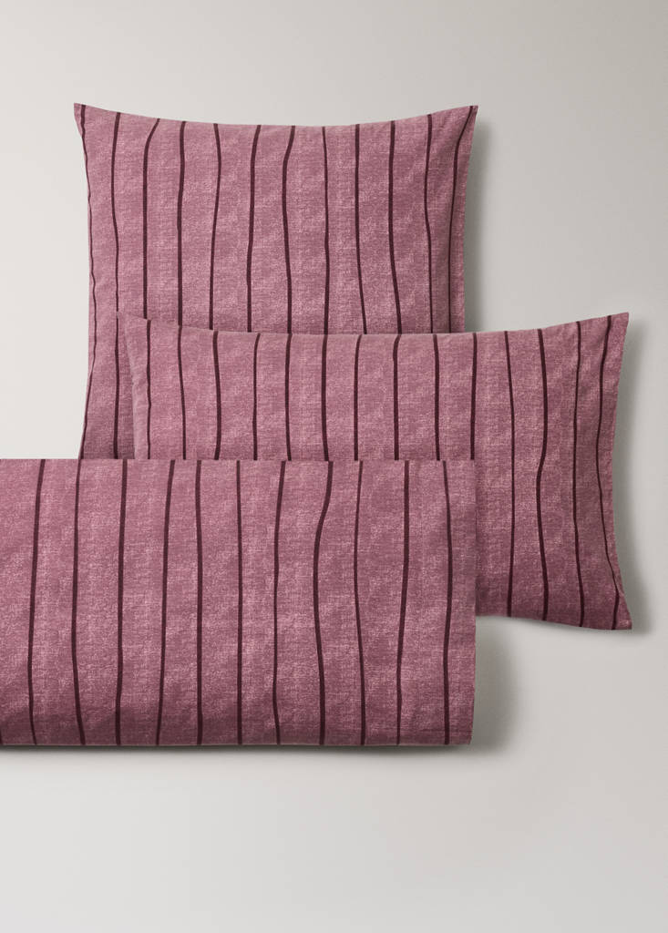 Pack of 2 100% cotton striped pillowcases 60 x 60 cm — Pale Pink