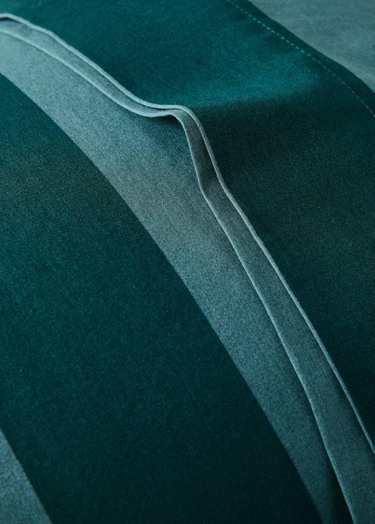 Wide watercolour striped pillowcase 50x75 cm — Petrol Blue