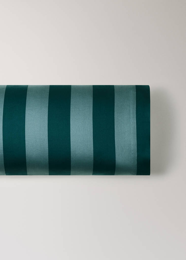 Wide watercolour striped pillowcase 50x75 cm — Petrol Blue