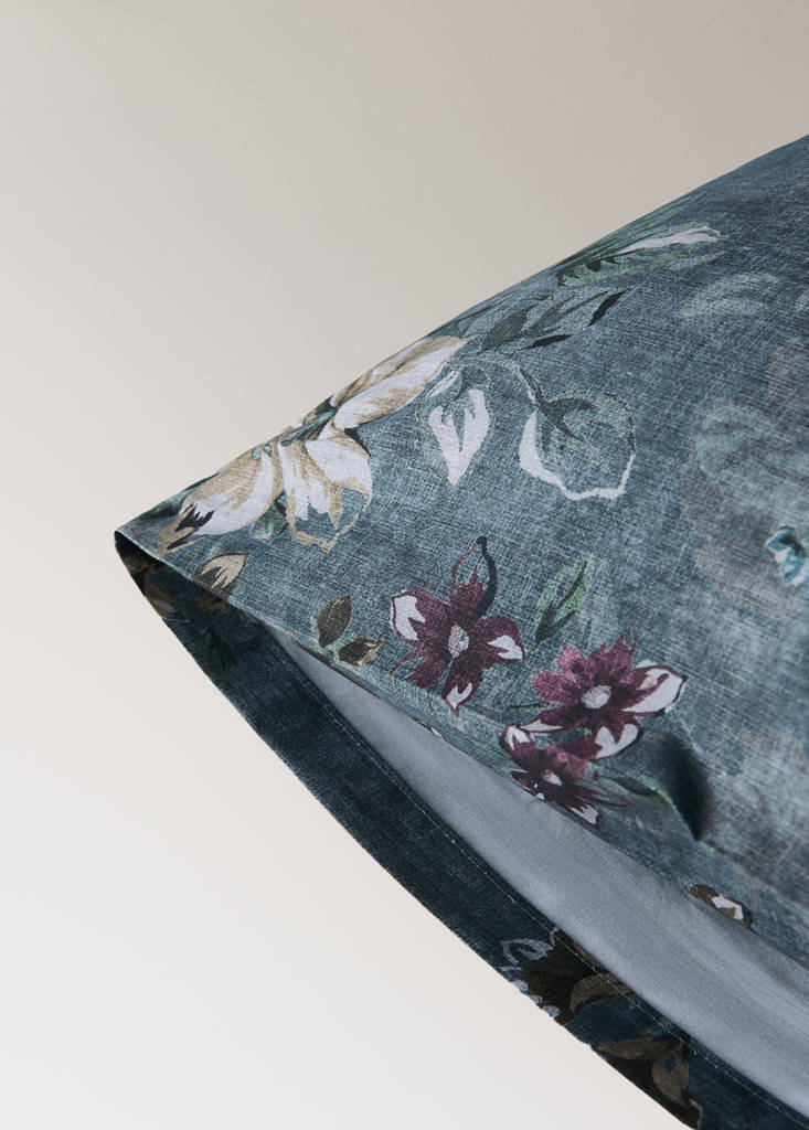 Pack of 2 floral 100% cotton pillowcases, 50 x 75 cm — Forest Green