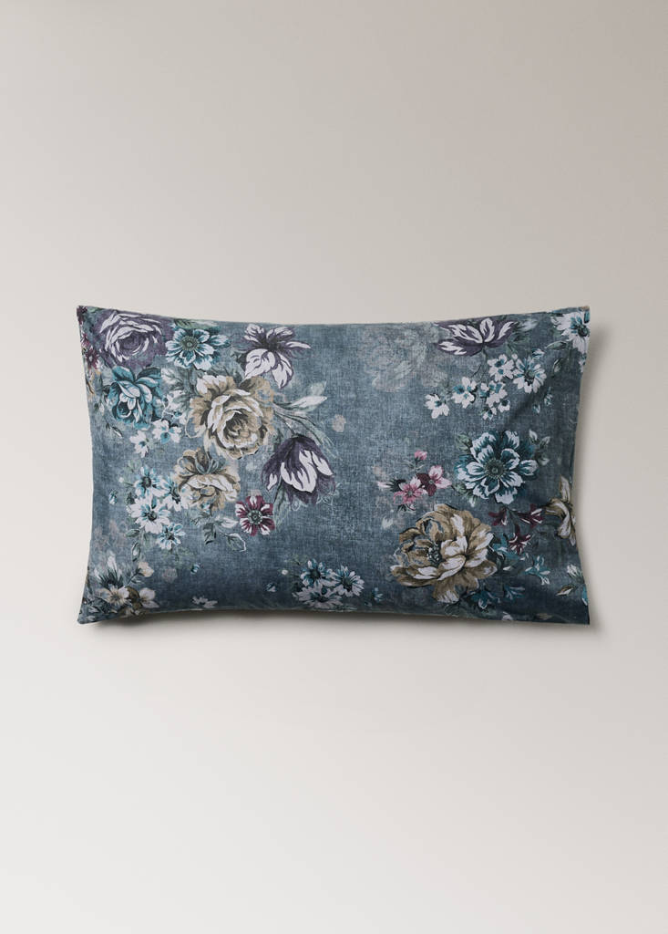 Pack of 2 floral 100% cotton pillowcases, 50 x 75 cm — Forest Green