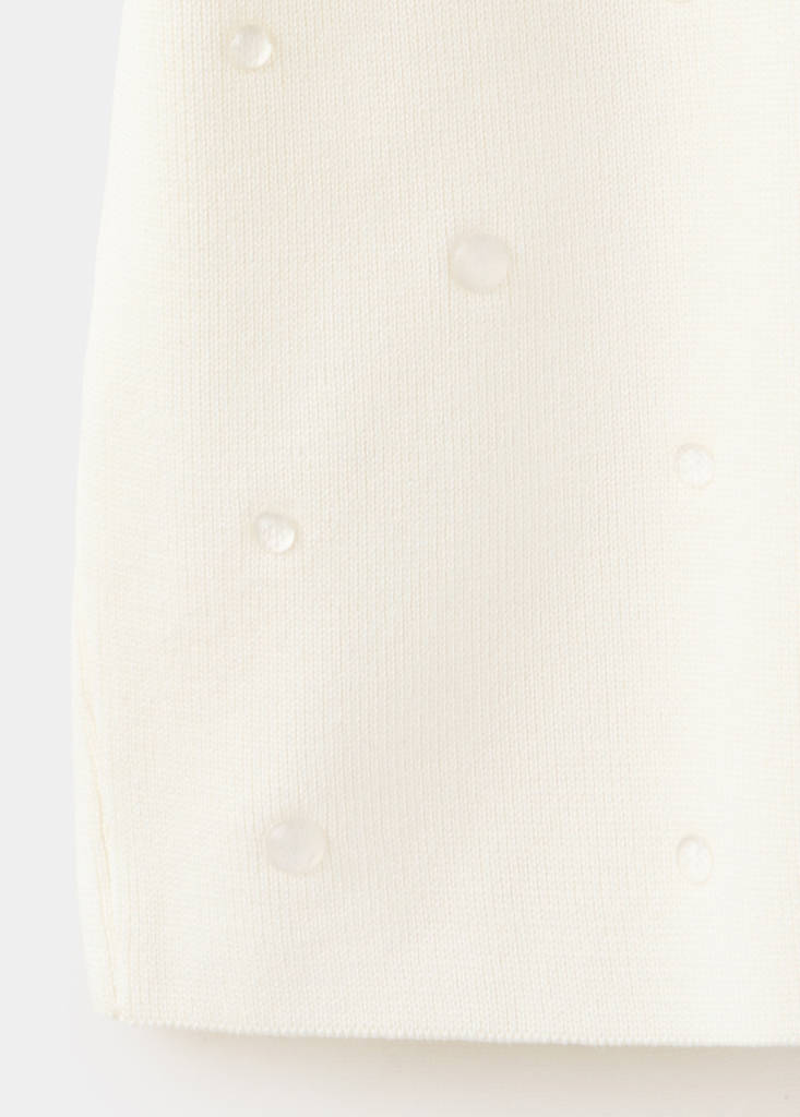 Short-sleeve beaded sweater — Ecru