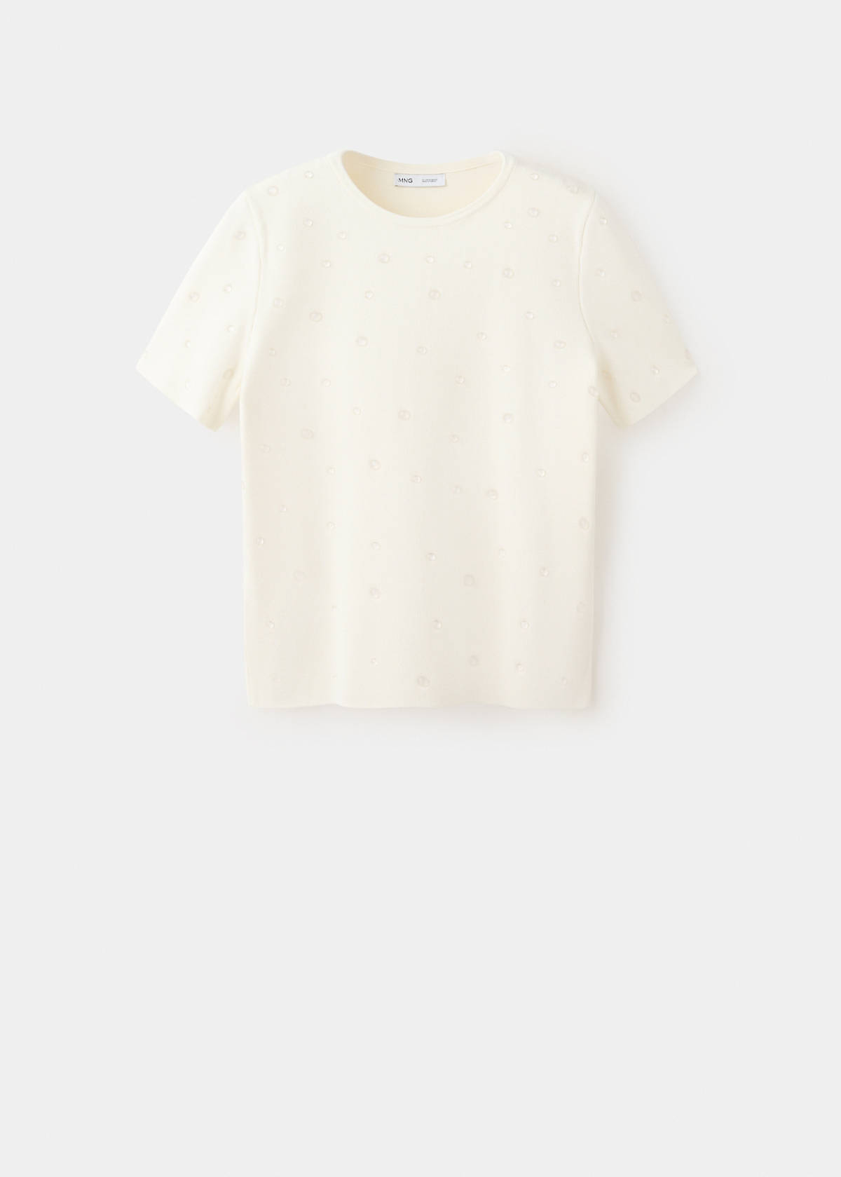 Short-sleeve beaded sweater — Ecru