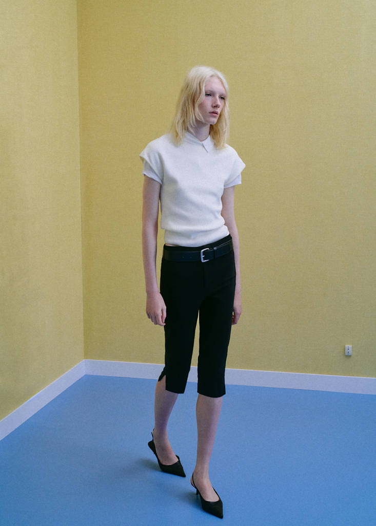 Short-sleeved knitted sweater — Ecru