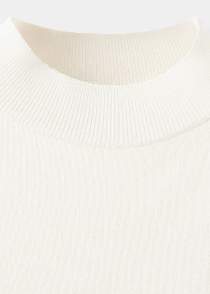 Short-sleeved knitted sweater — Ecru