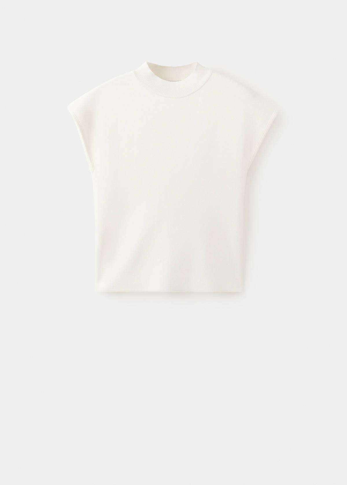 Short-sleeved knitted sweater — Ecru