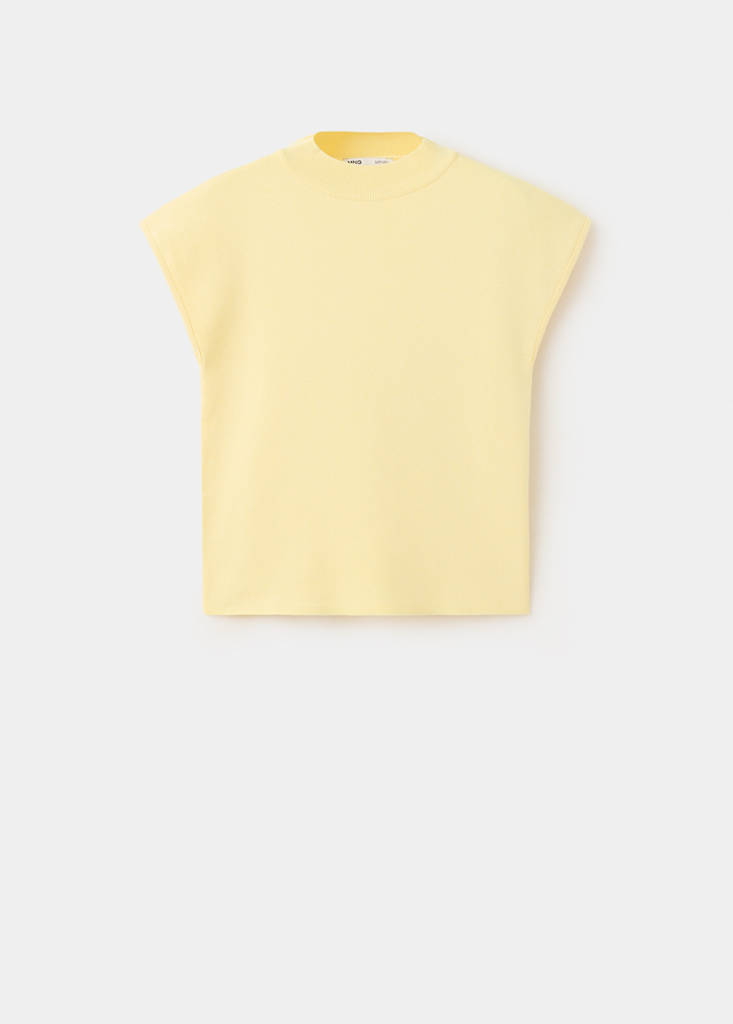 Short-sleeved knitted sweater — Vanilla