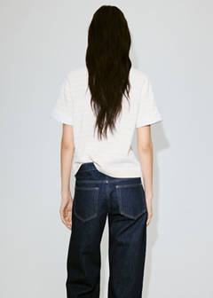 Striped mixed-material jumper — Ecru 3