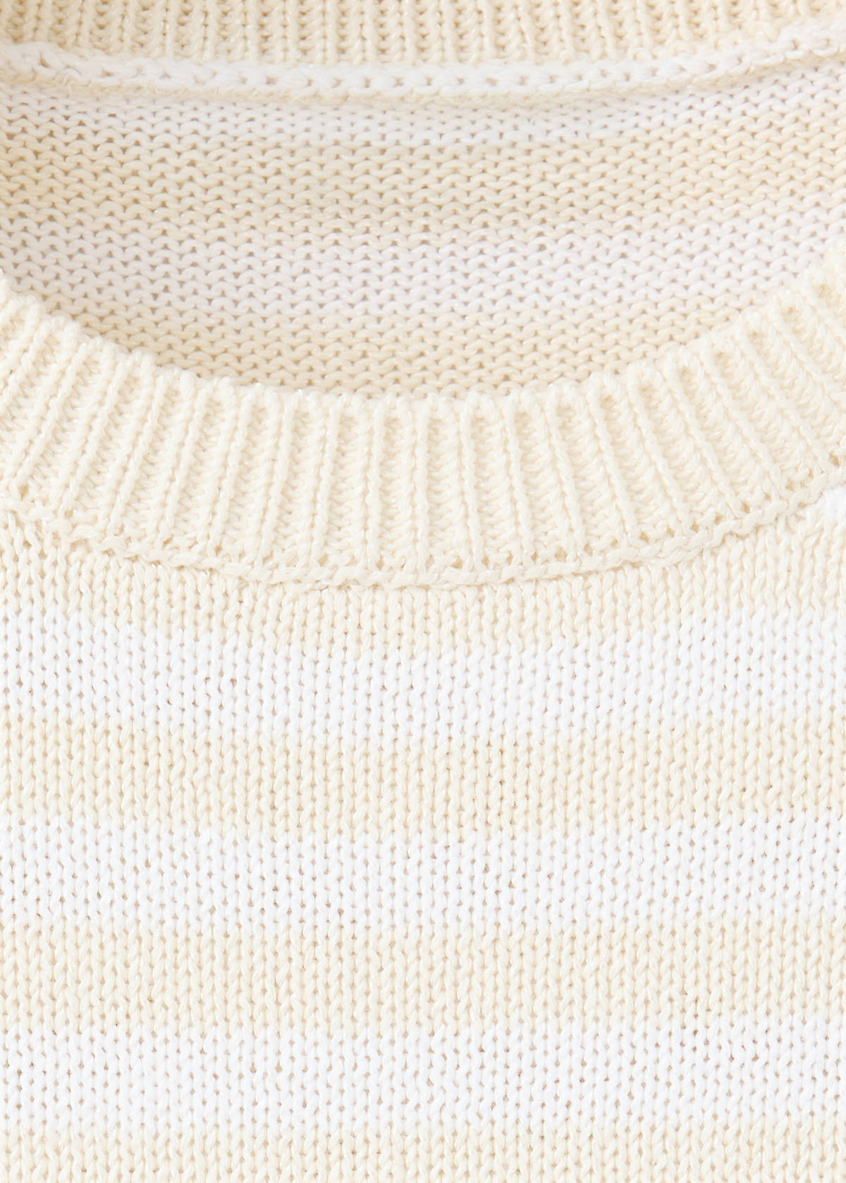 Striped mixed-material jumper — Ecru