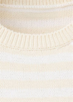 Striped mixed-material jumper — Ecru 6