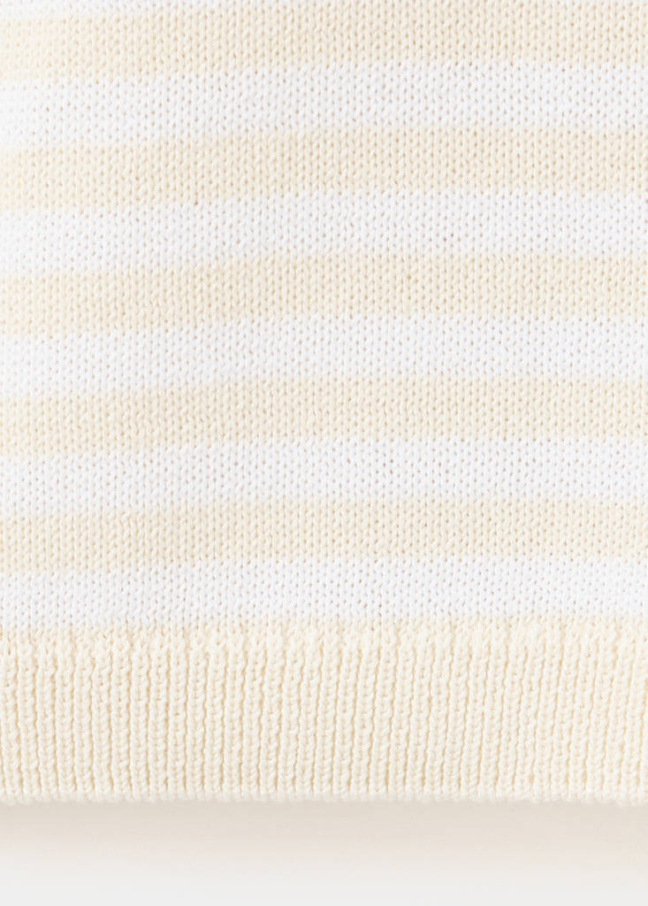 Striped mixed-material jumper — Ecru