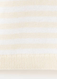 Striped mixed-material jumper — Ecru 7