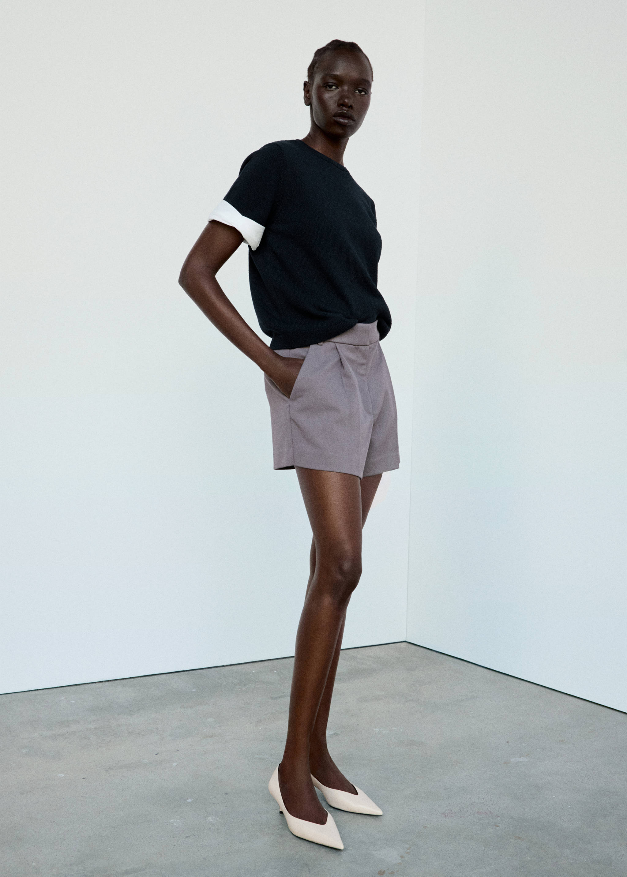 Striped mixed-material jumper - General plane