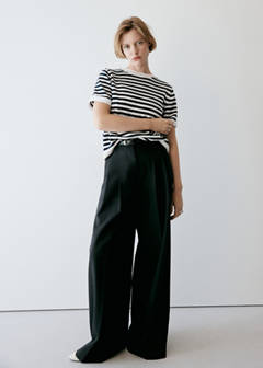Striped mixed-material jumper — Navy 2