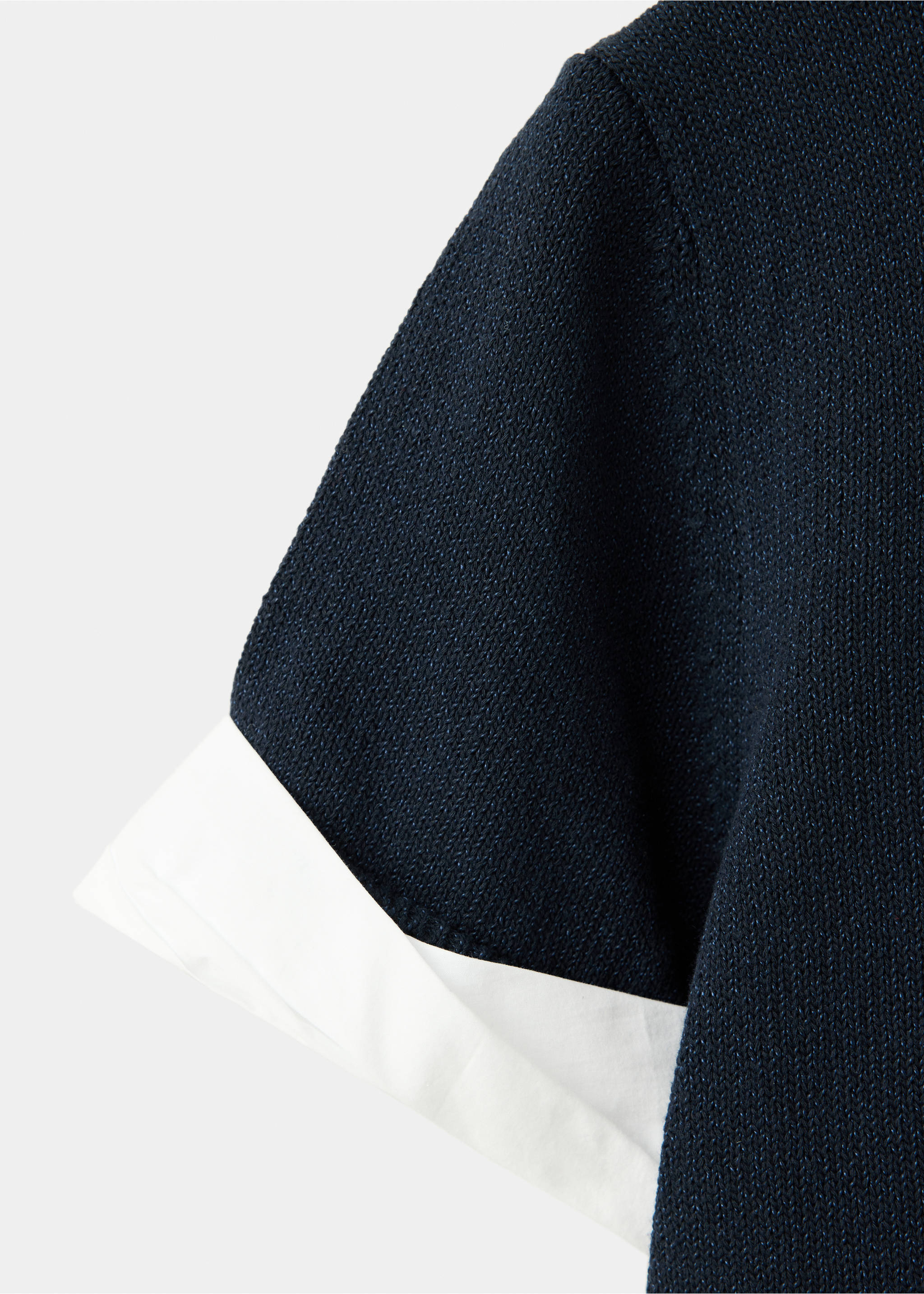 Striped mixed-material jumper - Details of the article 8, Navy. Ref: 37024116-00.