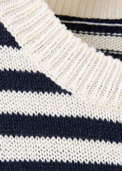 Striped mixed-material jumper — Navy 7