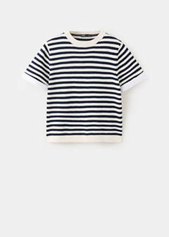 Striped mixed-material jumper — Navy 5