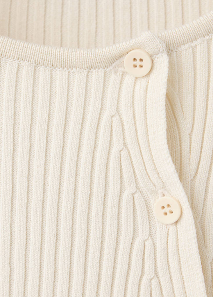 Ribbed asymmetric cardigan — Ecru