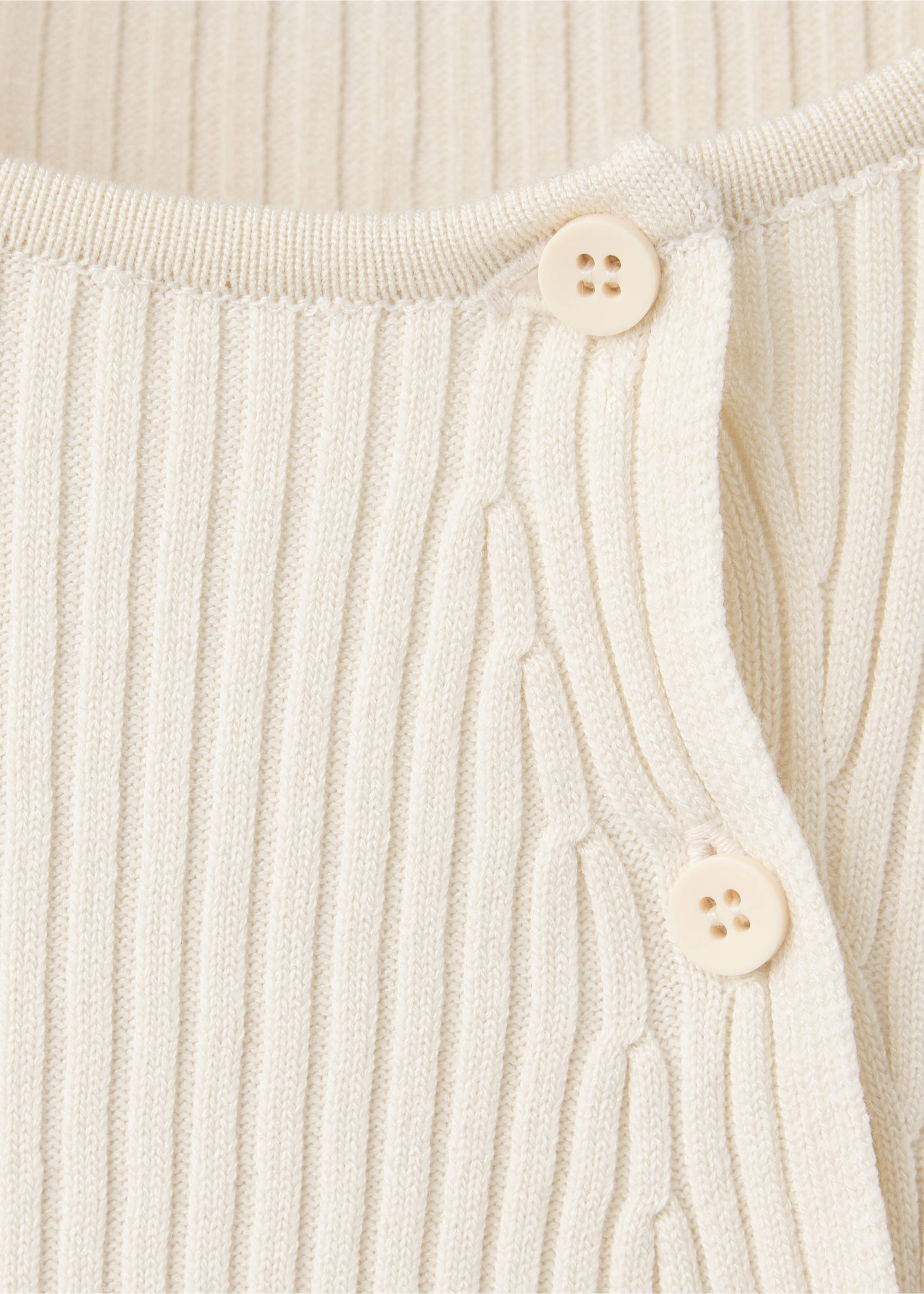 Ribbed asymmetric cardigan - Details of the article 8, Ecru. Ref: 37024117-00.