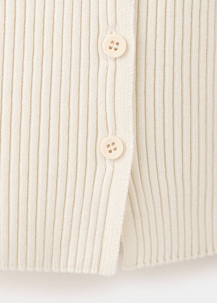 Ribbed asymmetric cardigan — Ecru