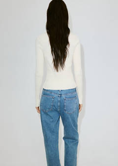 Ribbed asymmetric cardigan — Ecru 10