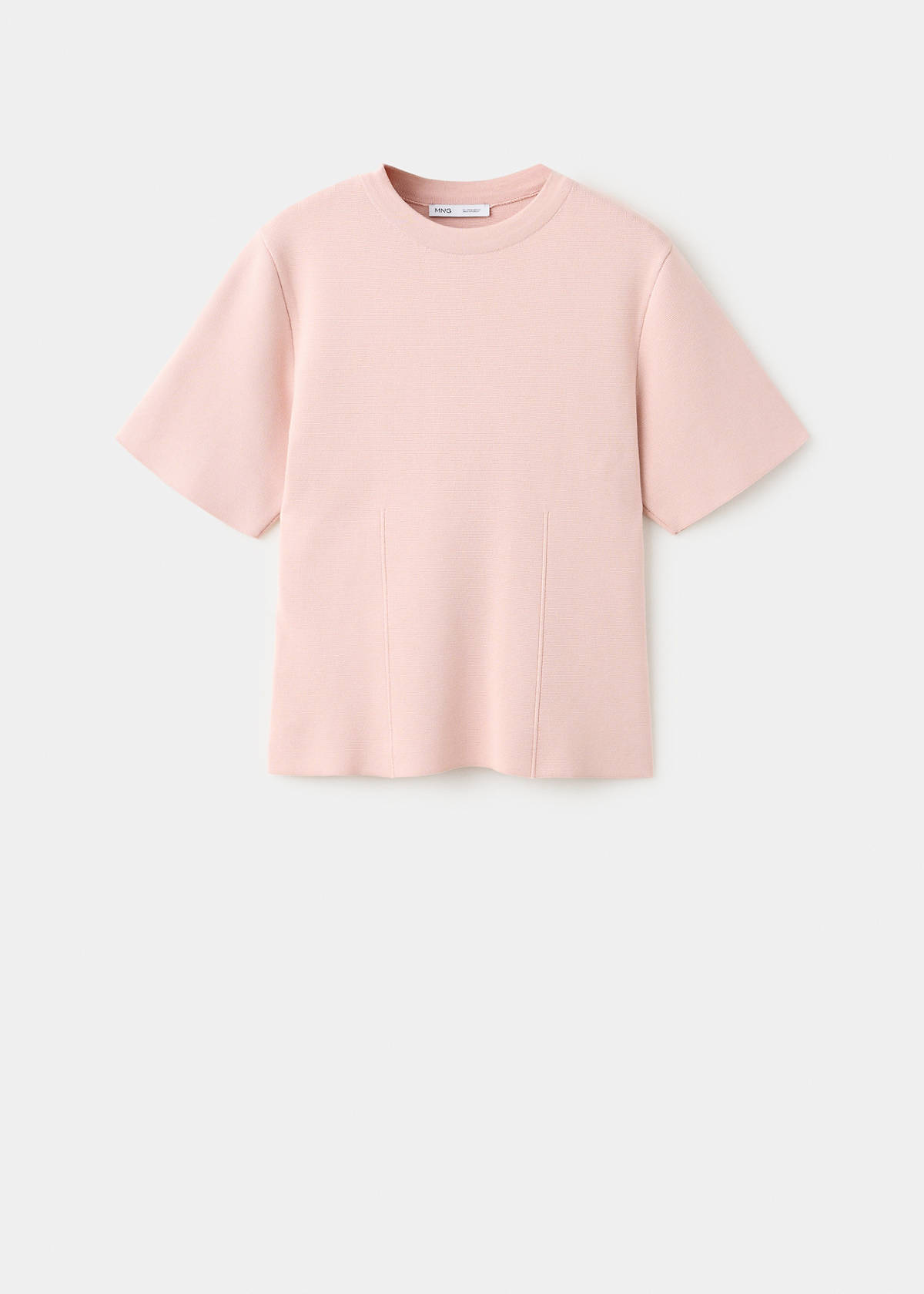 Short-sleeved fine-knit sweater — Light Pink