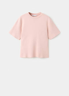 Short-sleeved fine-knit sweater — Light Pink 4