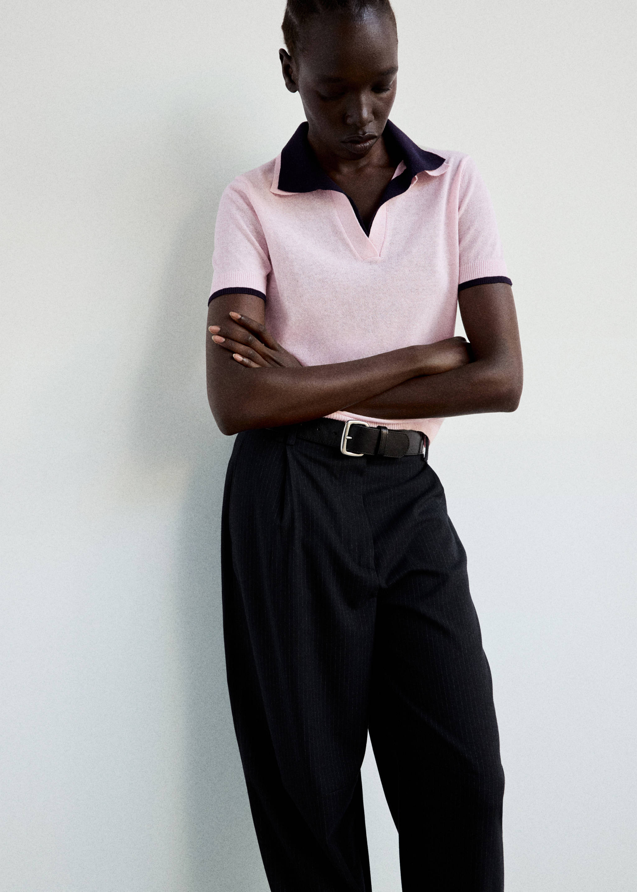 Contrast polo neck sweater - Medium plane