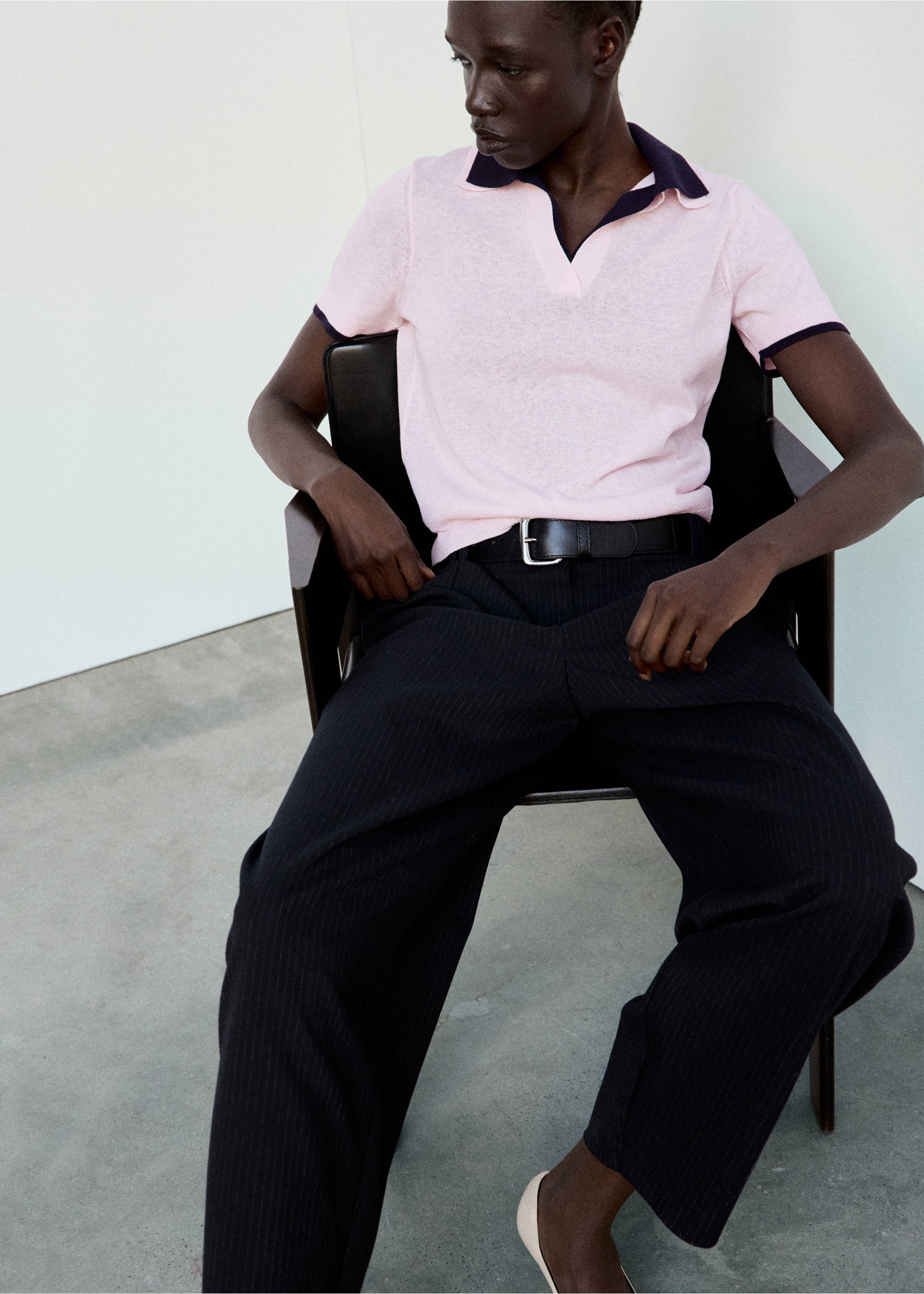 Polo en jersey avec col contrastant - Détail de l'article 1, Rose clair. Ref: 37024119-00.
