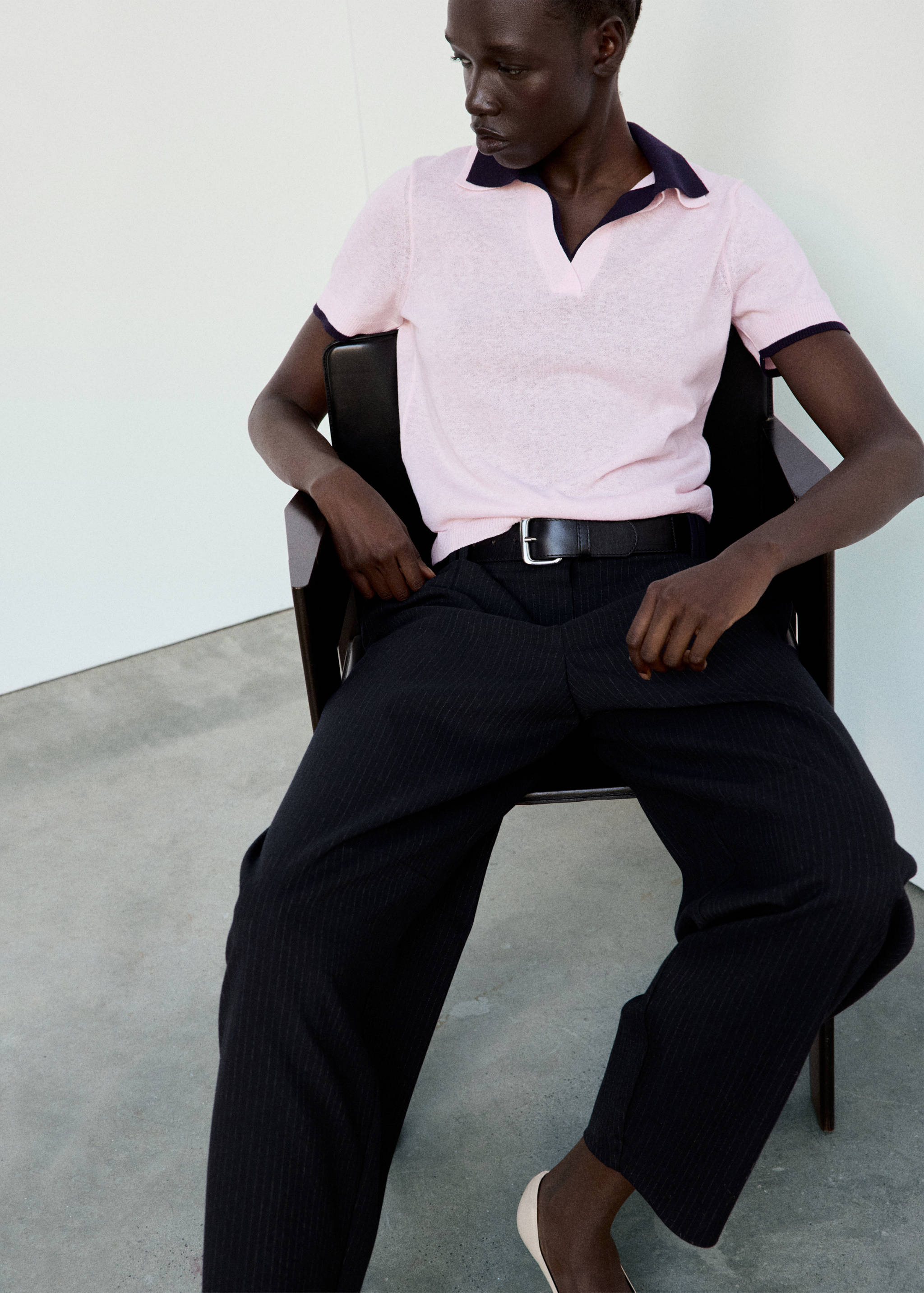 Contrast polo neck sweater - Details of the article 1