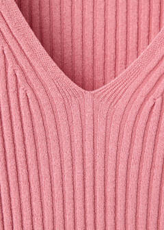 V-neck ribbed knit sweater — Strawberry 7
