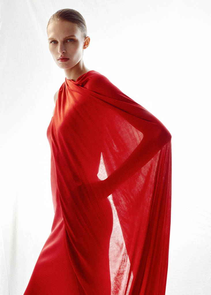 Strapless dress with layer detail — Red