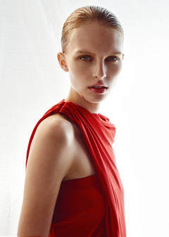Strapless dress with layer detail — Red 4