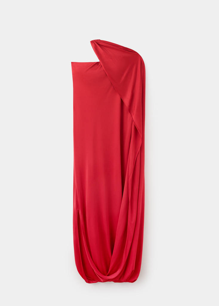 Strapless dress with layer detail — Red